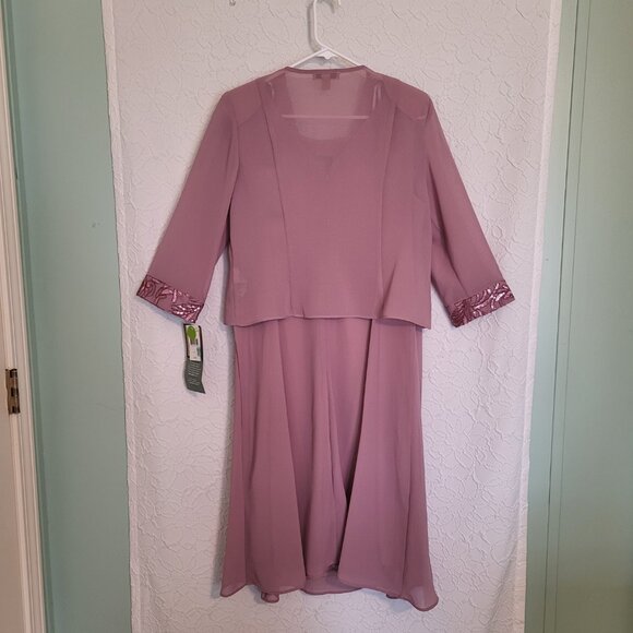 NWT Maya Brooke Tea Rose Sequined Lightweight 2 Piece Tank Dress & Jacket Sz 10 - Picture 3 of 15